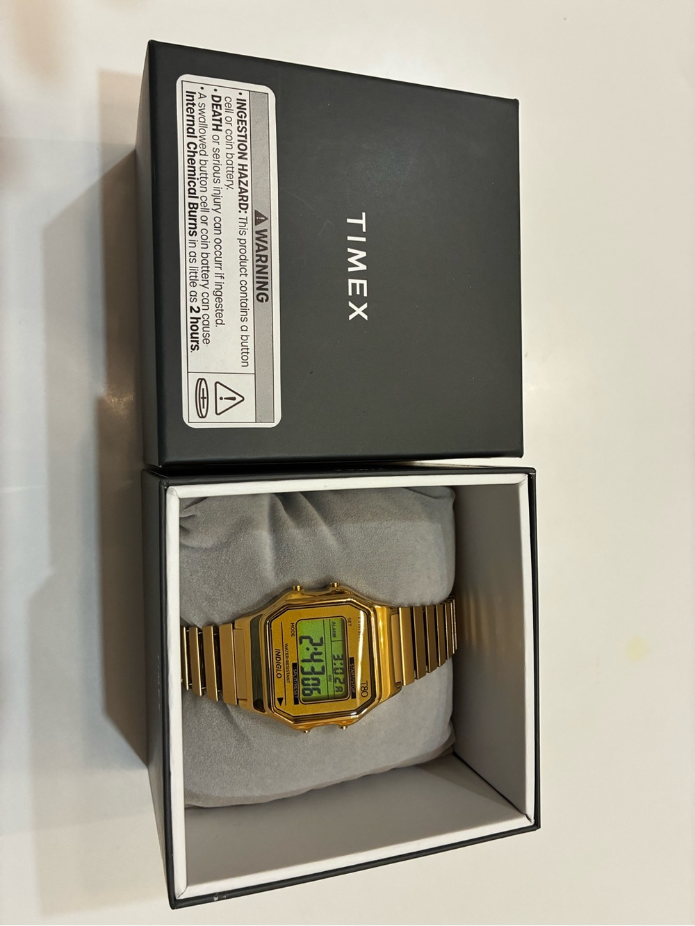 Timex Gold-Tone Men's Digital Watch with Green LCD